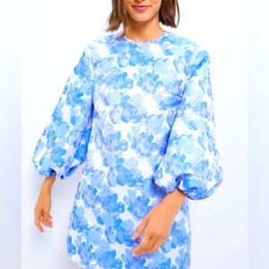 Hyacinth House Tuckernuck Pale Blue Jacquard Janie Mini Dress, XS, EUC